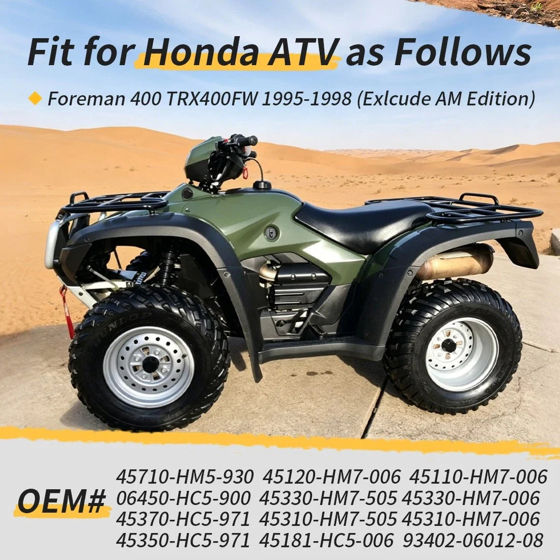 Front Brake Drum Wheel Cylinder Plate Kit for Honda FourTrax Foreman TRX400 (1995–2004)