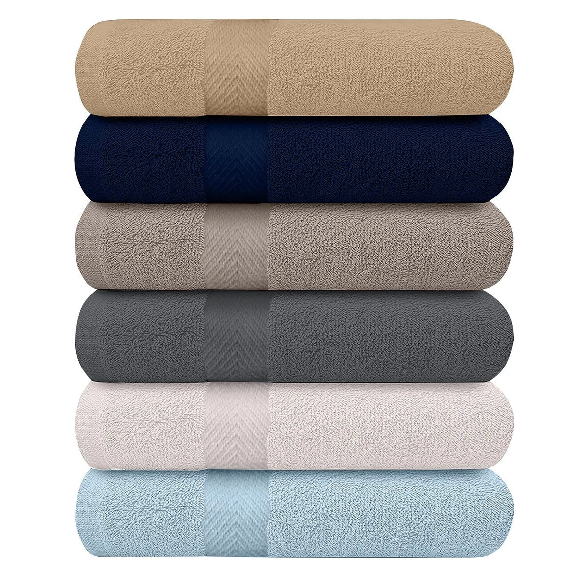 6-Pack Bath Towels for Home (27" x 54"), Multicolor