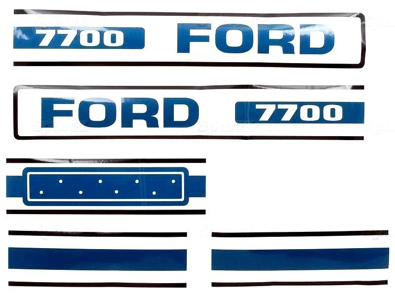 Bonnet Decal Set for Ford 7700 Tractors (1978–1985)