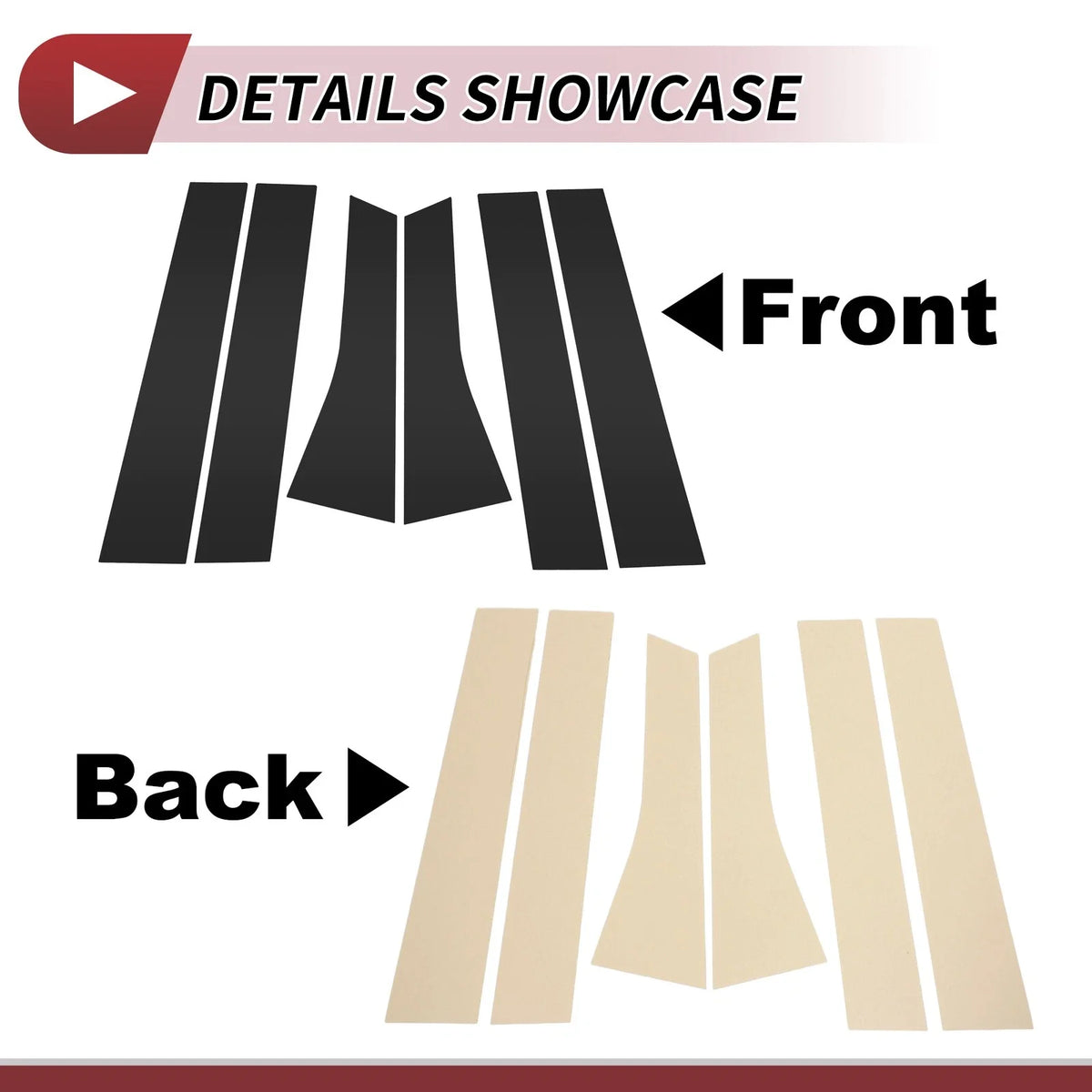 Set of 6 Door Pillar Window Trim for Ford Escape (2013–2019) Black