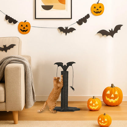 Portable Halloween Gothic Cat Scratching Post with Spider Toys