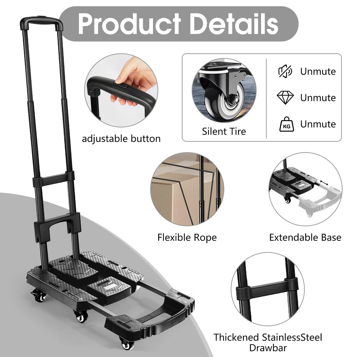 Folding Hand Truck for Voipvvii (500lbs Capacity, Portable, Heavy Duty)
