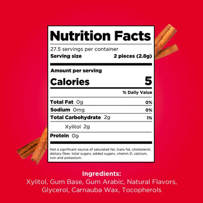PUR Gum Aspartame Free Chewing Gum Natural Cinnamon (100% Xylitol)