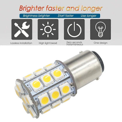 4pcs BA15D 5050 27 SMD Light Blue Cabin Lamp Bulbs for Marine Boat