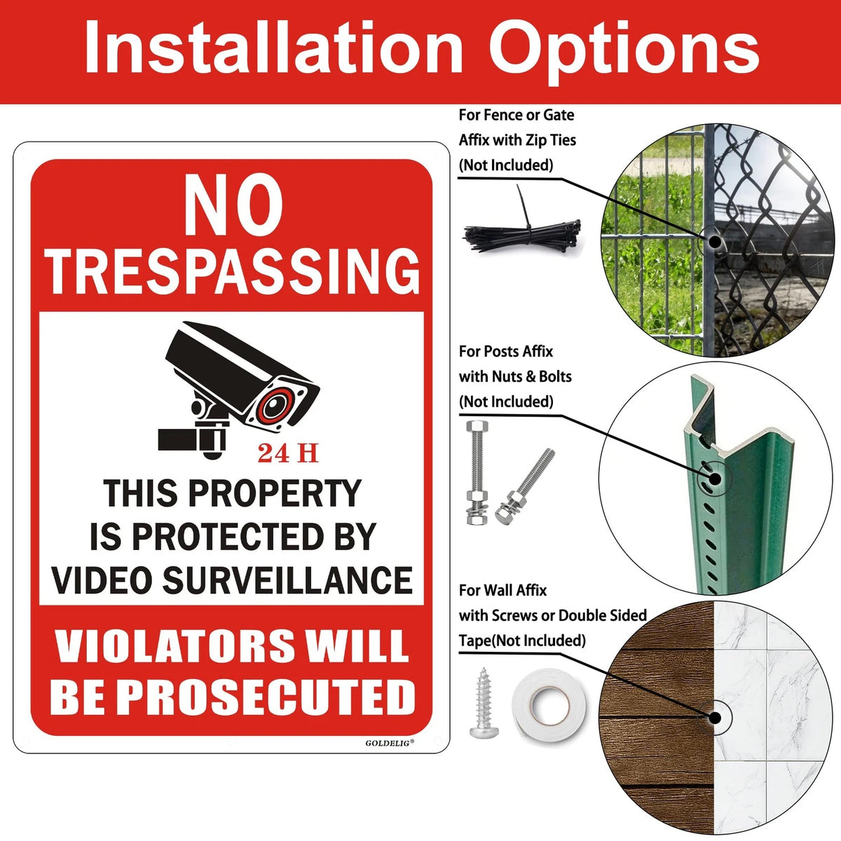 2X No Trespassing Signs 14x10 Inches Red for Private Property