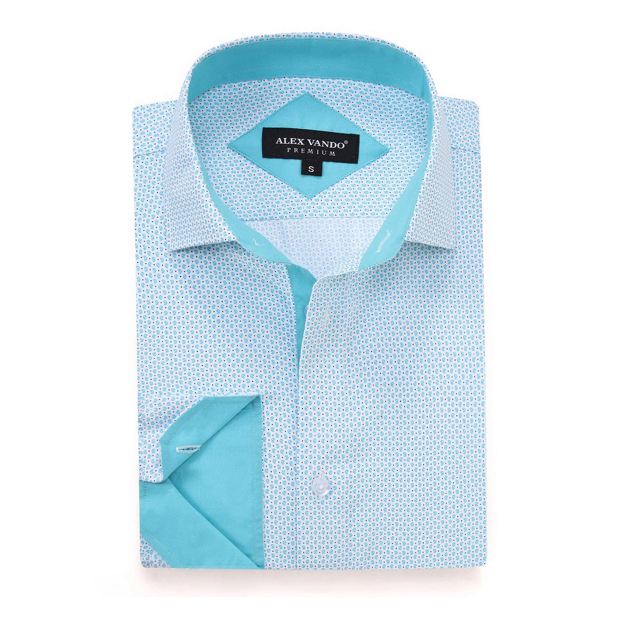 Set of 2 Alex Vando Long Sleeve Dress Shirts for Men - Turquoise
