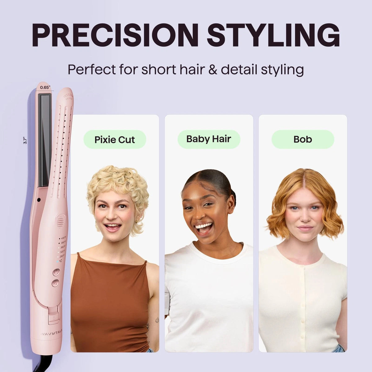 0.65" Pencil Flat Iron for Wavytalk (Cool Curl Styler, Pink)