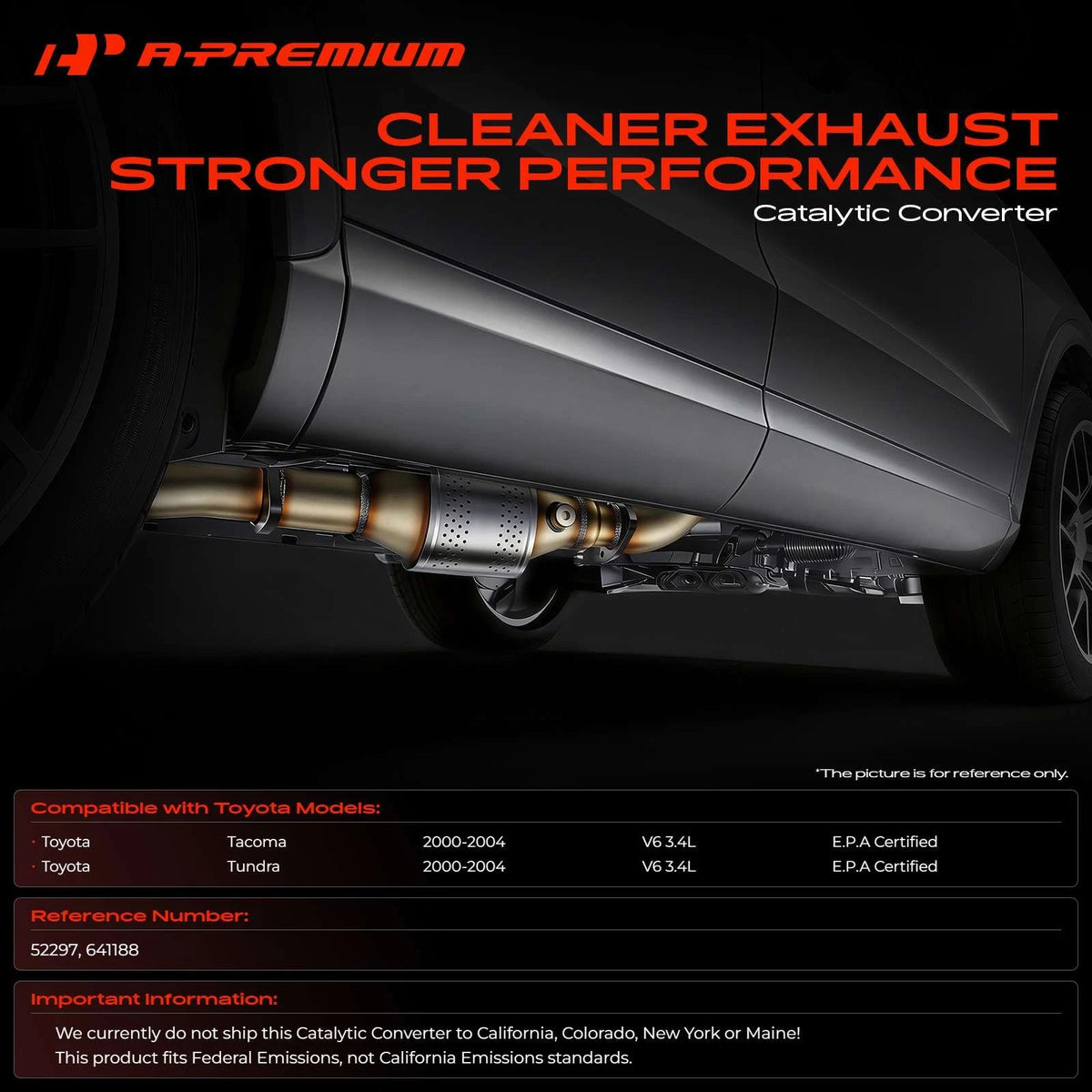 A-Premium Catalytic Converter for Toyota Tundra Tacoma (2000–2004) 641188, 52297