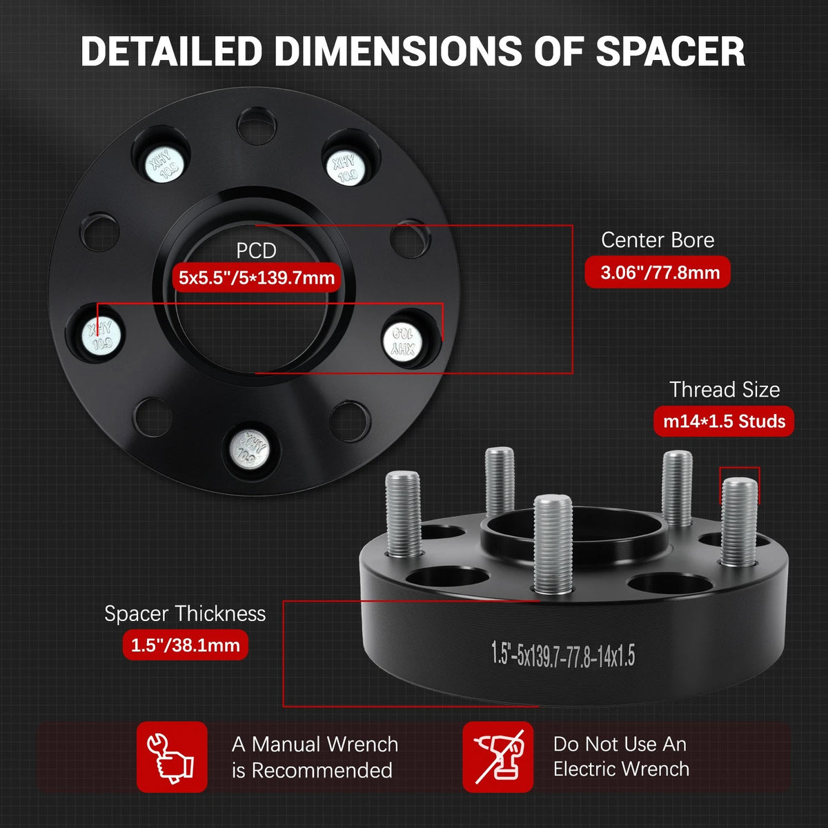 1.5" Hubcentric Wheel Spacers Set of 2 for Dodge Ram 1500 (2012–2018) 5x139.7mm