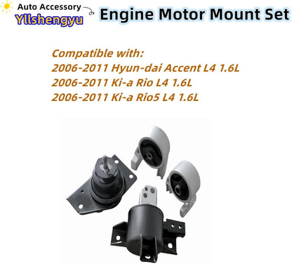 Set of 4 Engine Motor Transmission Mounts for Accent/Rio/Rio5 (2006) BBAA35