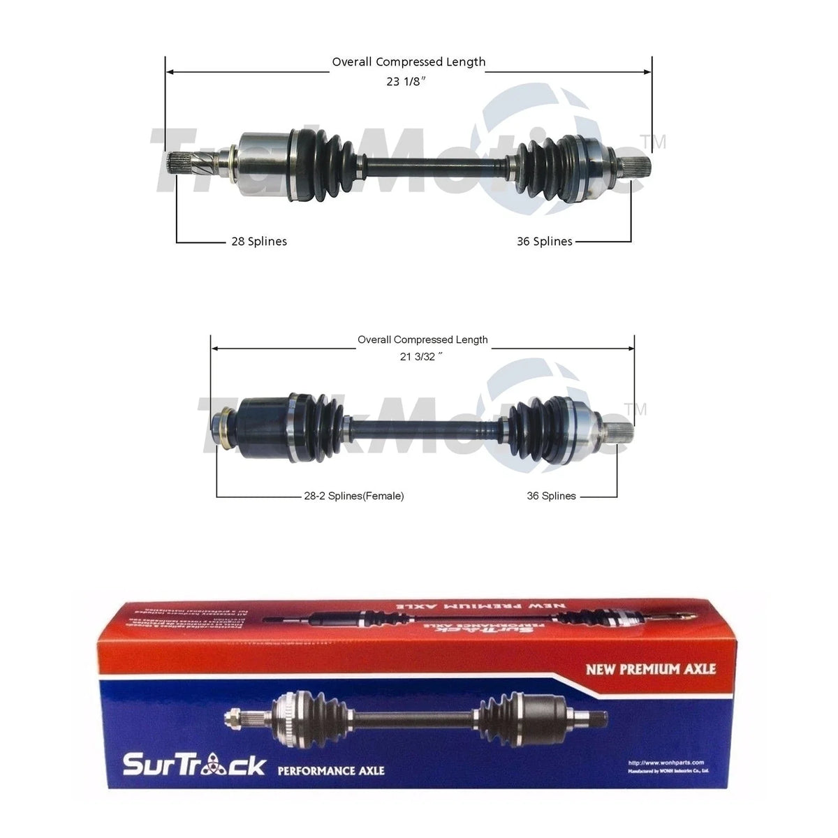 2X Front CV Axle Shafts for Mazda 3 FWD (2004–2005) SurTrack Std.Transm