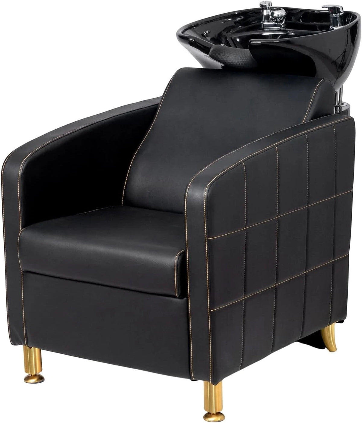 Backwash Chair with Porcelain Shampoo Bowl & Chrome Faucet for Salon