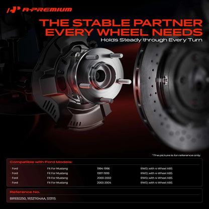 2X Front Wheel Hub & Bearing Assembly for Ford Mustang (1994–2004) BR930250, 1R3Z1104AA, 513115