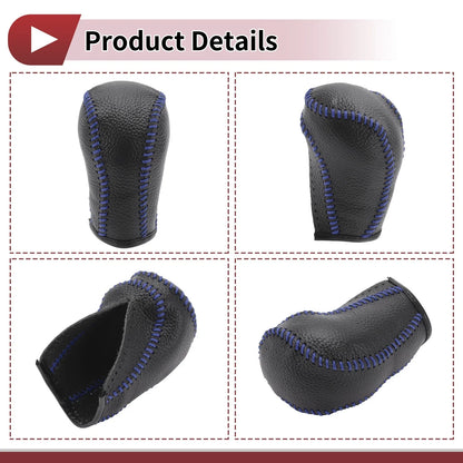 1 Pc Gear Shift Knob Cover for Mazda CX-5 (2013–2014) Black Blue Faux Leather