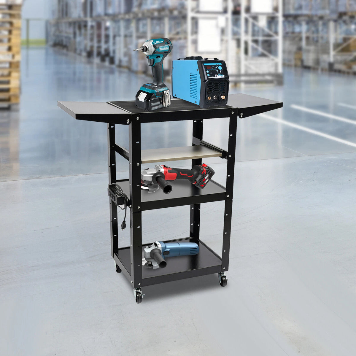 Adjustable Rolling PC Cart Monitor Mount Mobile Computer Workstation