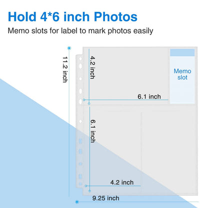 30 Pack 4x6 Photo Sleeves for 3 Ring Binder (Clear)