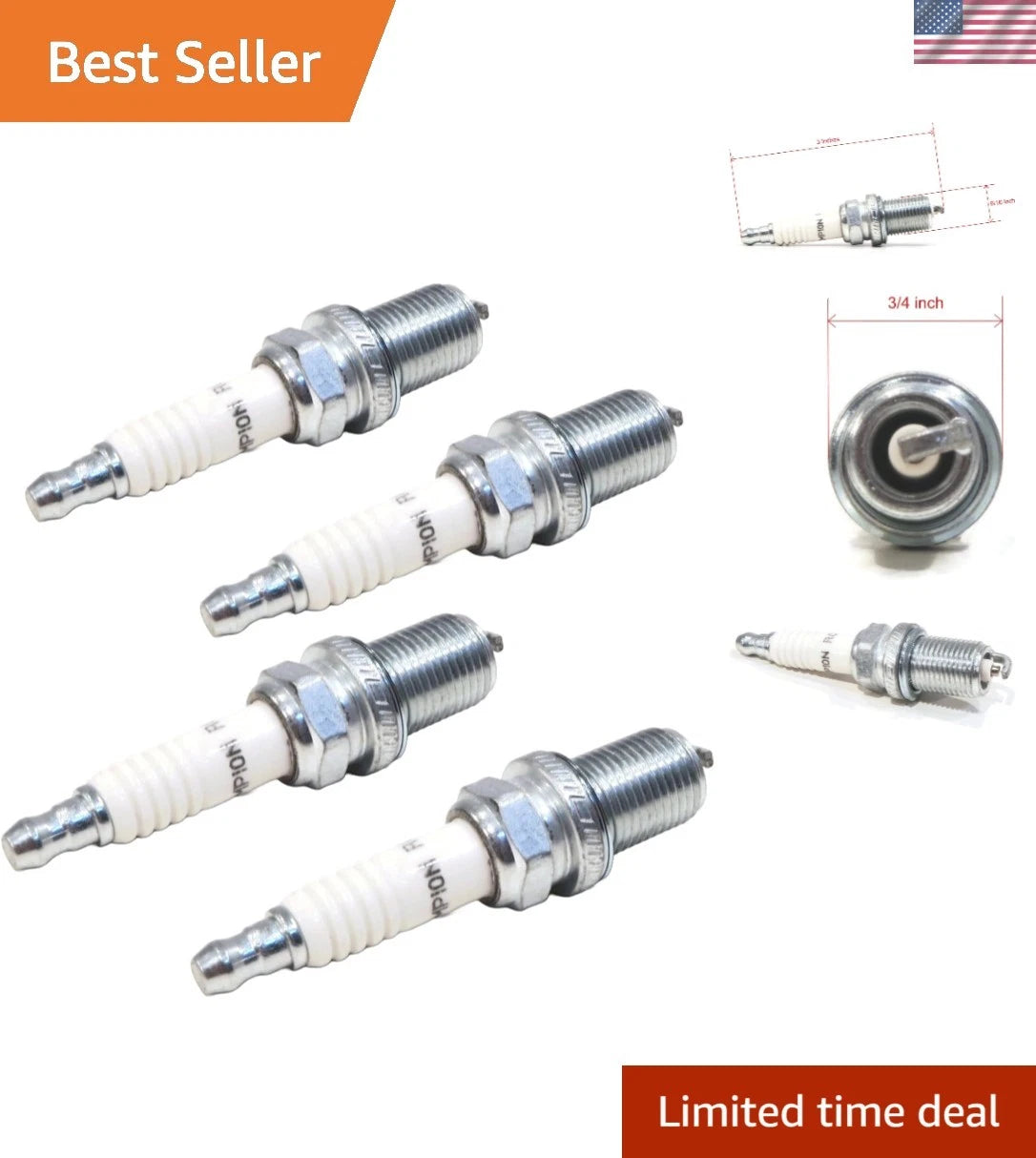 Set of 4 Champion Spark Plugs for Cub Cadet & MTD (Compatible with 759-3336)