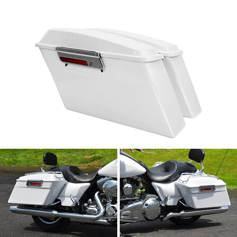 White Hard Saddlebags for Harley Softail Heritage Classic Springer (1984–2017)
