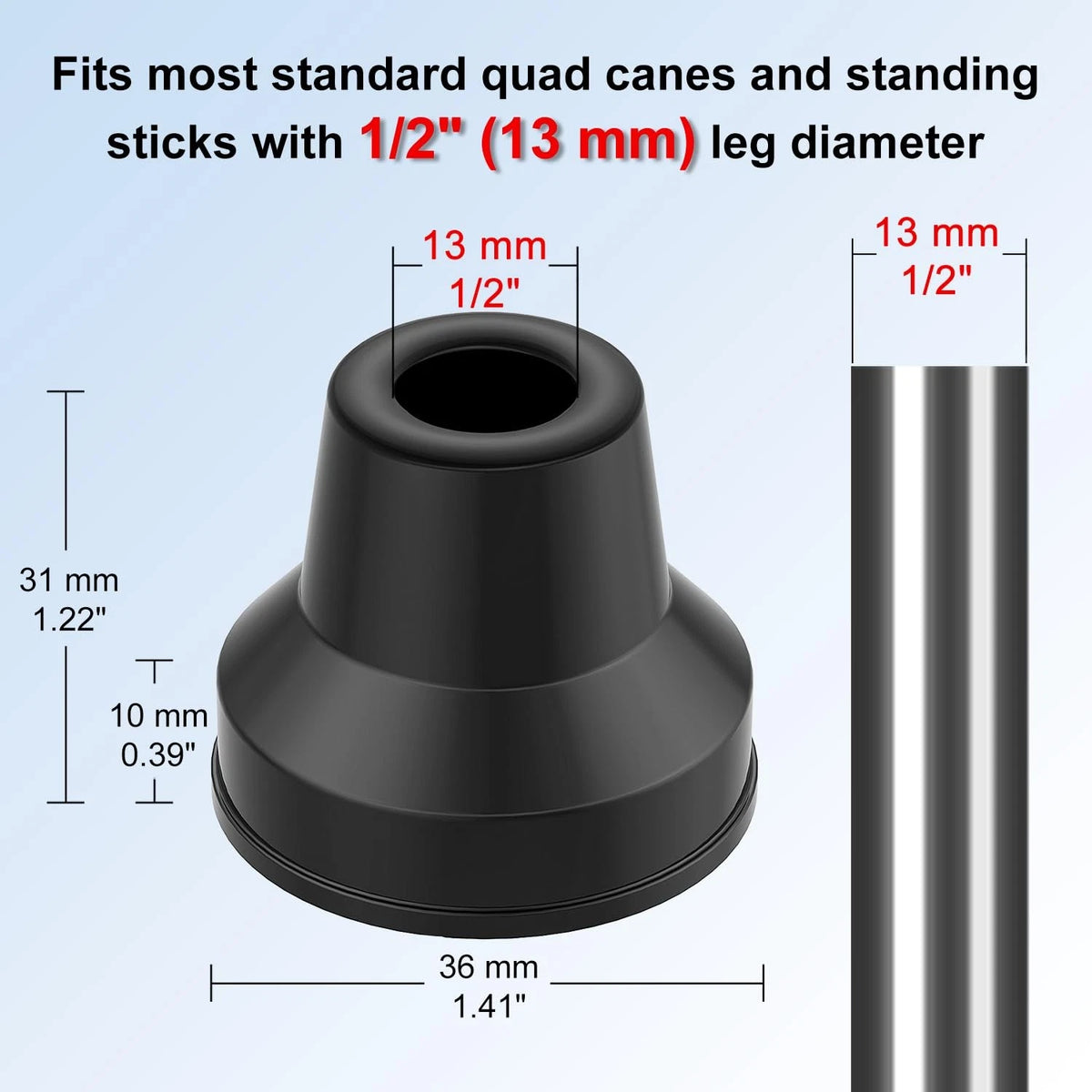 8pcs Quad Cane Tip for (Non-Slip Rubber, Heavy Duty)