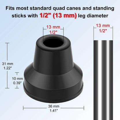 8pcs Quad Cane Tip for (Non-Slip Rubber, Heavy Duty)