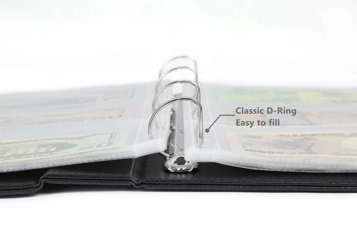 Currency Album for Banknote Collection (90 Pockets, 12.6"x 10.4"x 2")