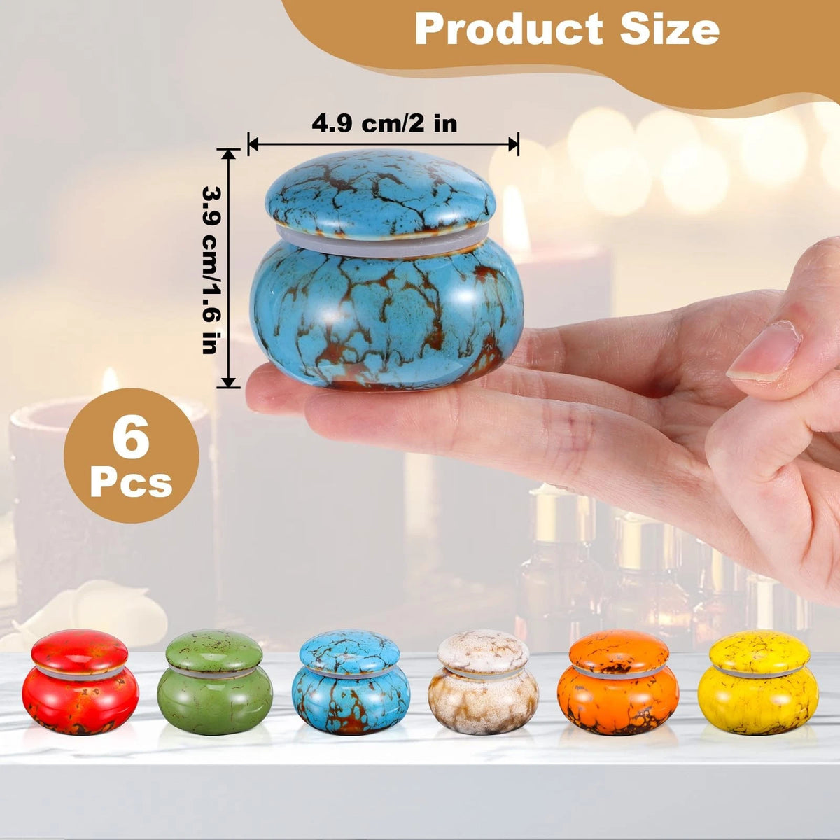 Set of 6 Ceramic Small Urns for Human Ashes Keepsake 1.6 Inch
