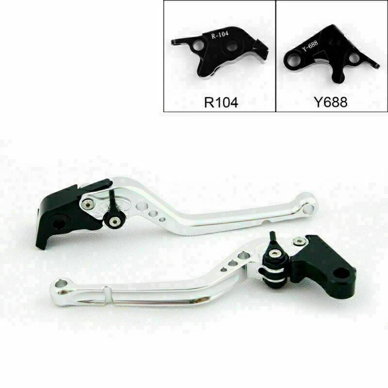 Long Brake Clutch Levers for Yamaha YZF R6 (2005–2014), YZF R1 (2004–2008) Silver T9