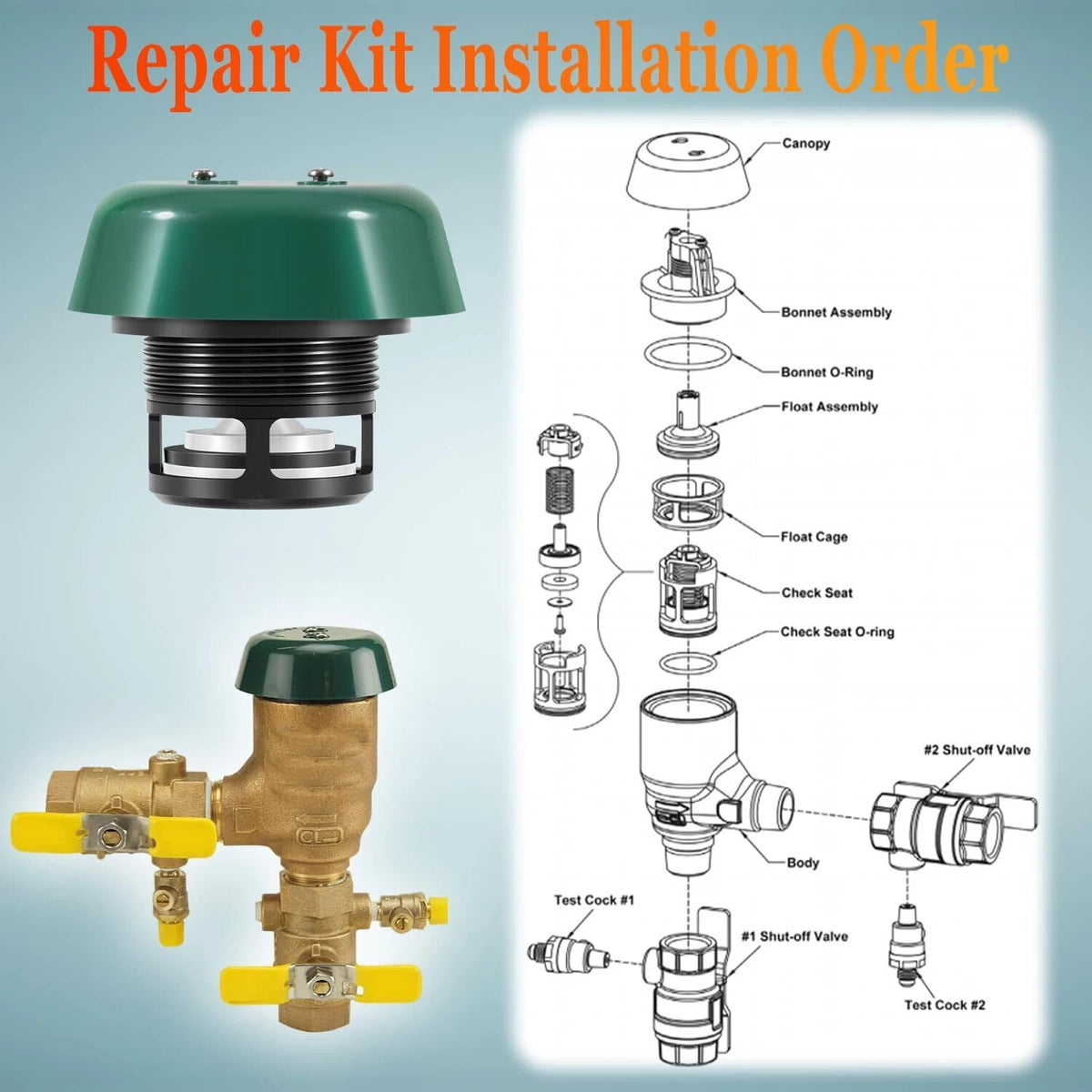 1" Float and Bonnet Repair Kit for Apollo Backflow Preventer (4A-005-07)