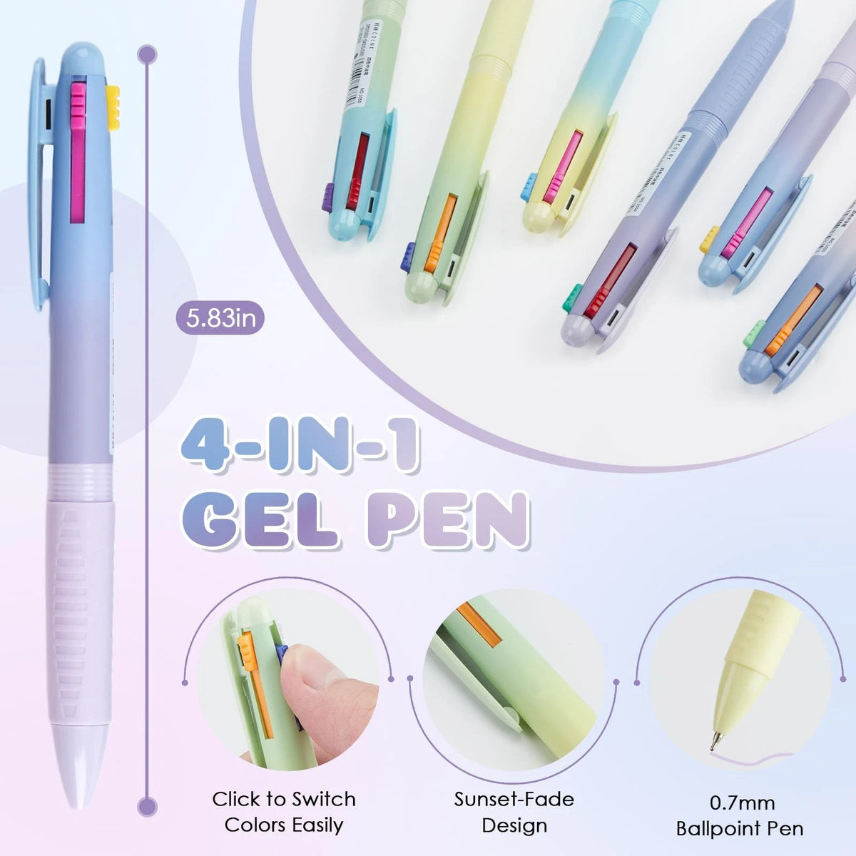 6X Multicolor Ballpoint Pens for Various Uses (Pack of 6)