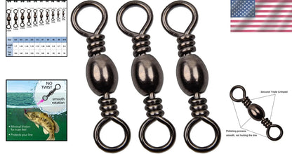 50pcs Fishing Barrel Swivels - Durable Copper & Steel Connectors