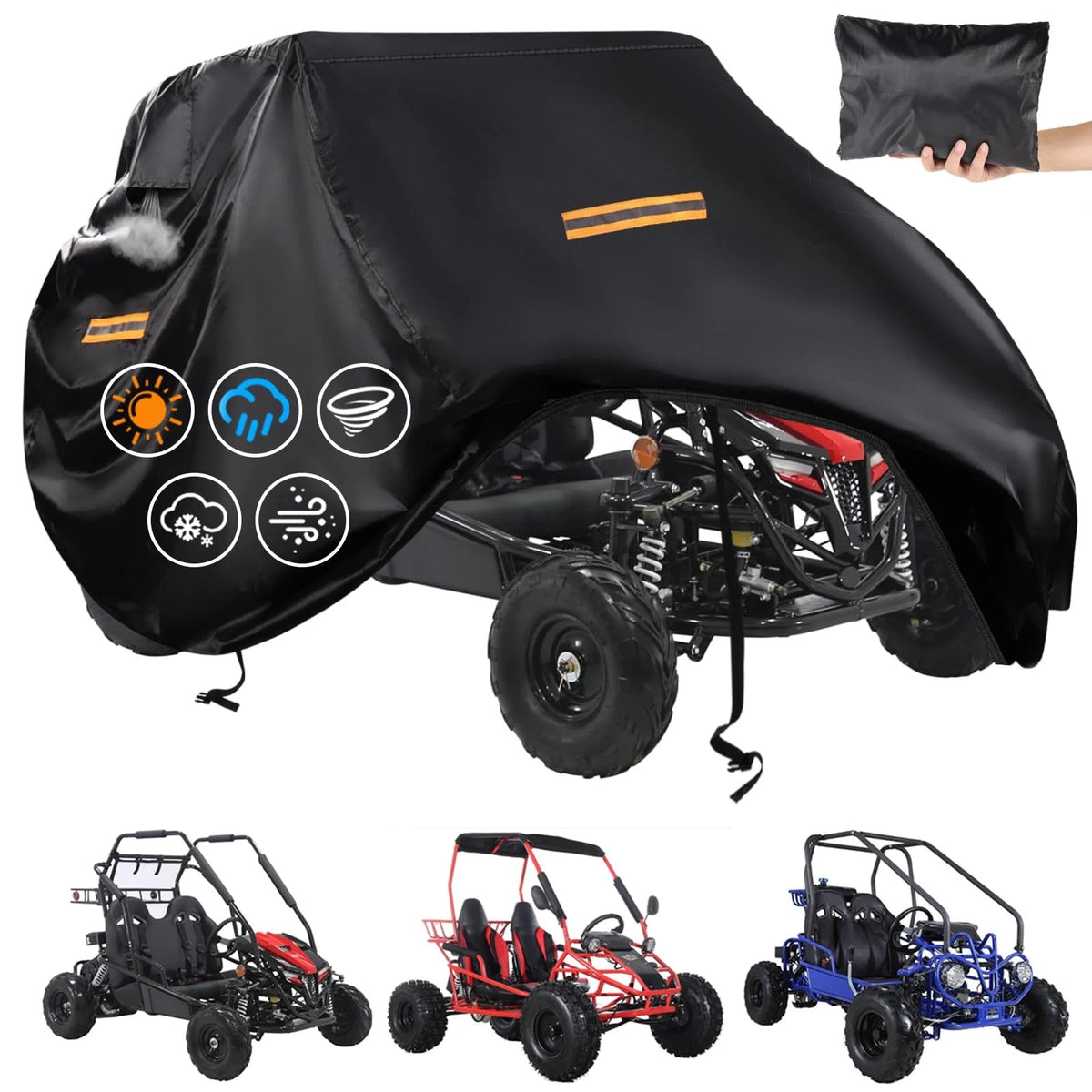 Large Go Kart Covers Waterproof Heavy Duty 420D (75" L x 51" W x 51" H)