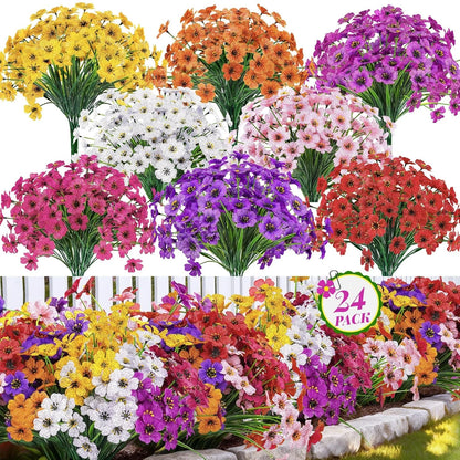 Set of 4 UV Resistant Artificial Outdoor Flowers for Garden Decor
