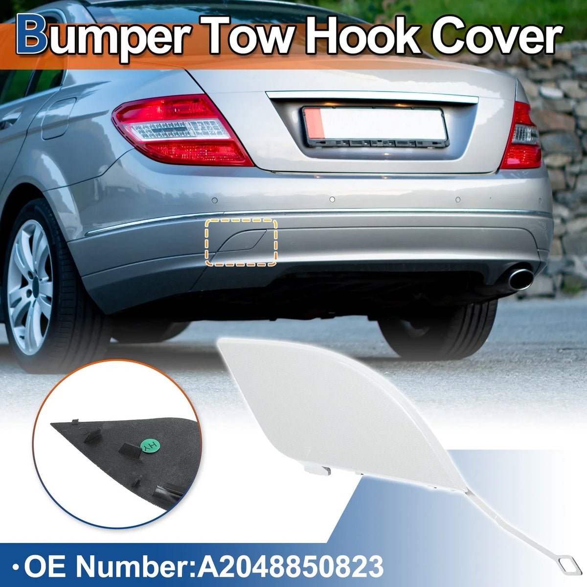 Tow Hook Cover for Mercedes-Benz C W204 (2007–2014) No.A2048850823 White