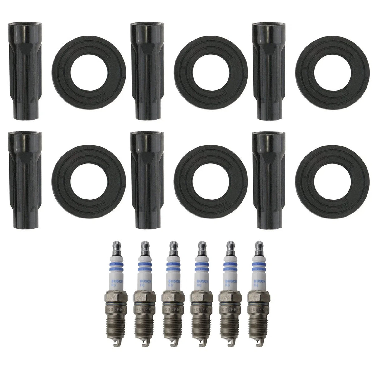 Set of 6 Platinum Spark Plugs & Ignition Coil Boot Kit for Escape Fusion