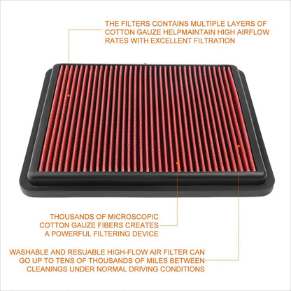 Reusable High Flow Air Filter for Sonata/Optima 2.0L 2.4L (2011–2015)