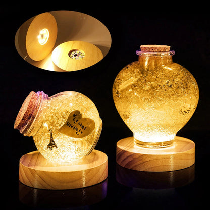 2X LED Warm White Night Light Crystals Ball Display Stand Lamp