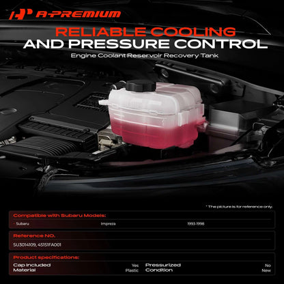 Coolant Reservoir with Cap for Subaru Impreza (1993–1998) 45151FA001, SU3014109