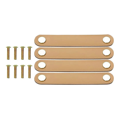 Set of 4 Flesh Tone Leather Handles for Furniture Doors 128mm Screw Spacing