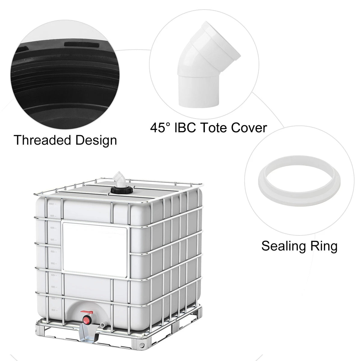45° IBC Tote Tank Cover with Filter Cap for IBC Tanks