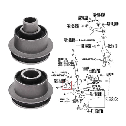 Control Arm Bushing Set Front Lower for Lexus GS (2005–2011) 48075-30020, 48620-30290A, 48620-30290