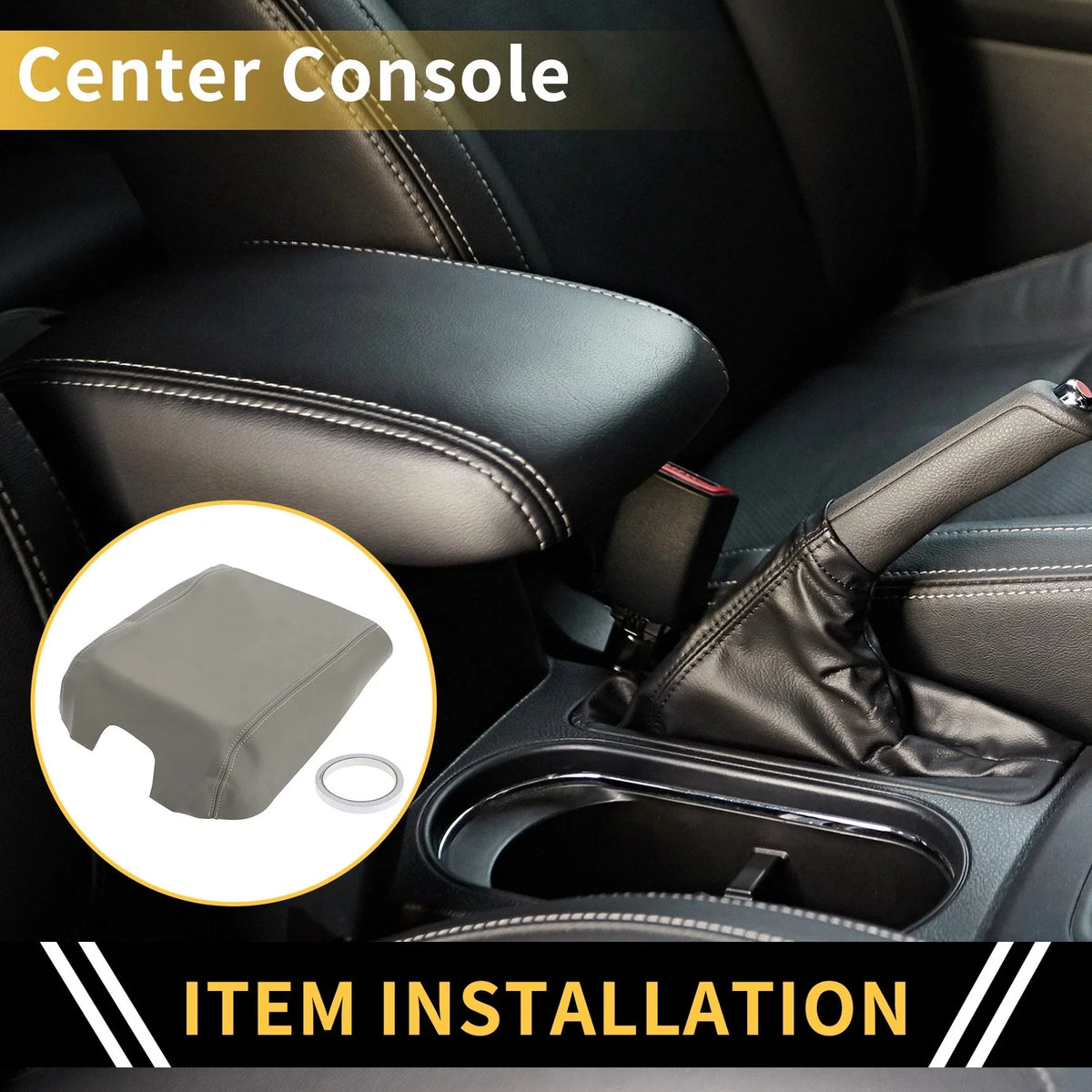 Console Lid Armrest Cover for Ford F-150 (2015–2020) Microfiber Leather Grey