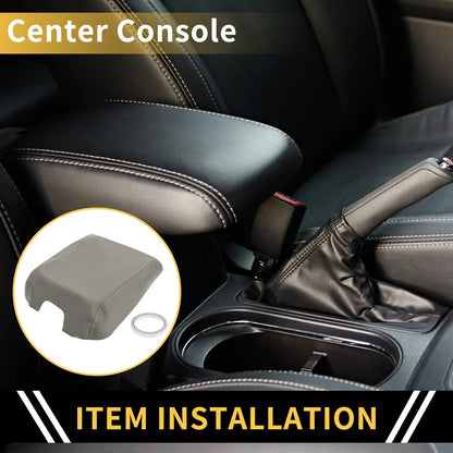 Console Lid Armrest Cover for Ford F-150 (2015–2020) Microfiber Leather Grey