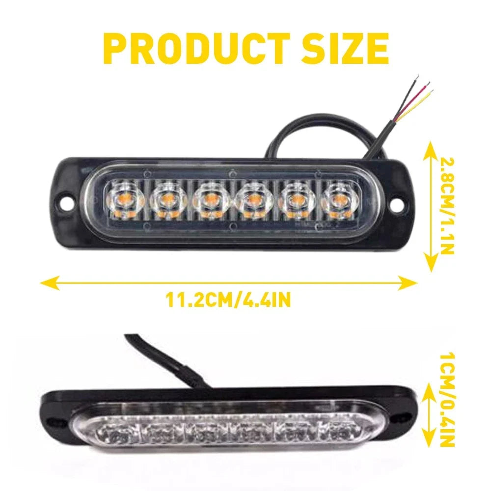 10X LED Amber Grill Side Marker Emergency Strobe Light Bar Kit for Tow Vehicles