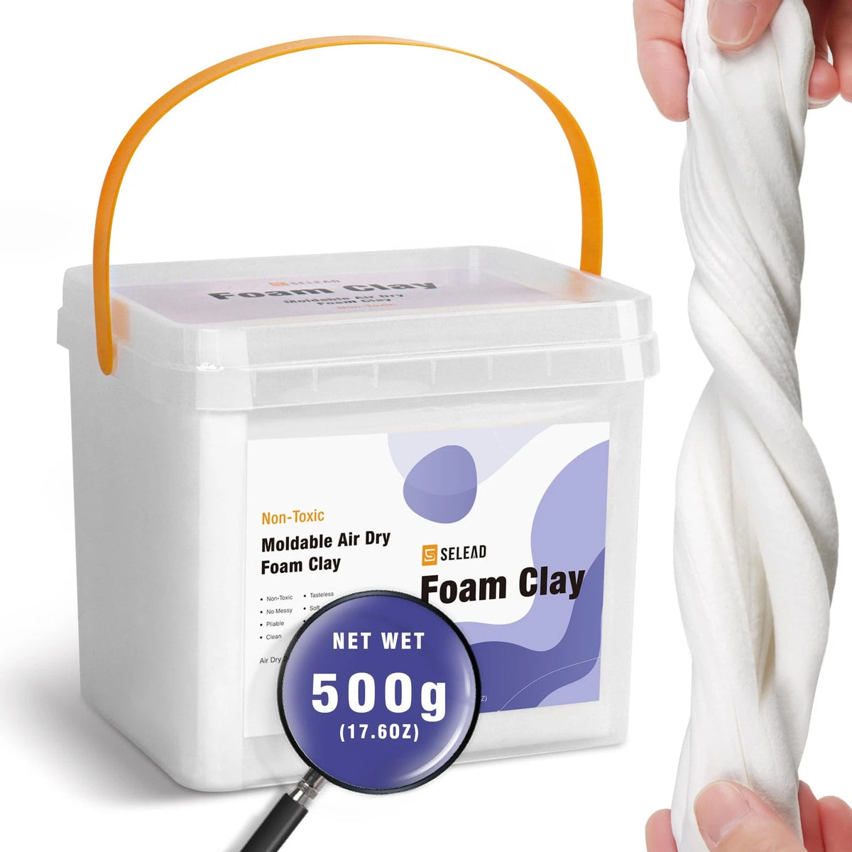 Foam Clay White 500g for Adult Modeling (Air Dry, Ultra-Light)