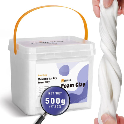 Foam Clay White 500g for Adult Modeling (Air Dry, Ultra-Light)