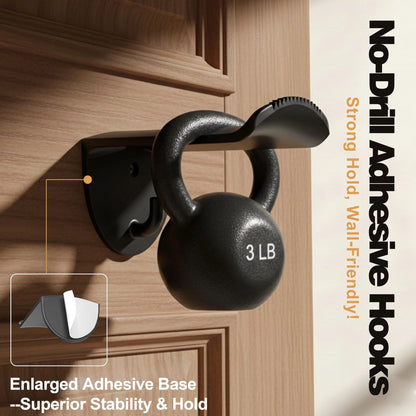 8 Pack Adhesive Hat Hooks for Wall - Cowboy Rack Black
