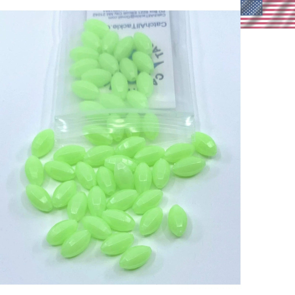 50 Pieces Green Glow Fishing Beads 3/8”x5/8” for All Rigging