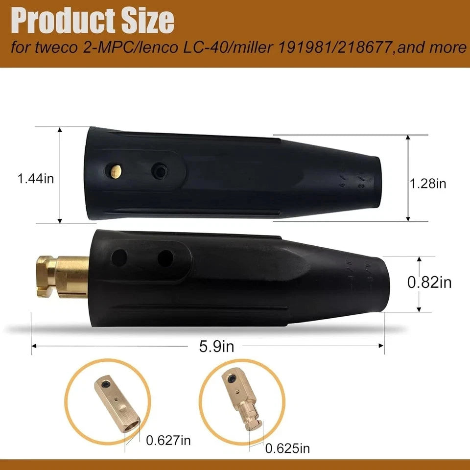 2X Welding Lead Connectors for Cam Twist-Lock Insulated Connection