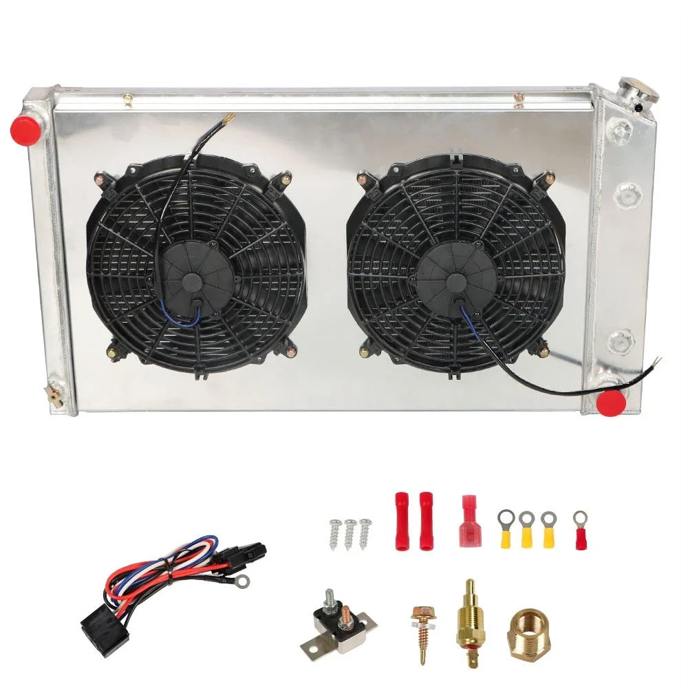 3 Row Radiator with Shroud Fan for Chevy GMC C/K 10/20/30 (1973–1991)