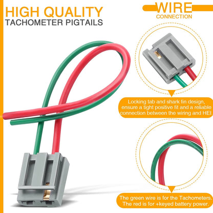 2X HEI Distributor Pigtail Wire Harness for 12V Battery & Tachometer